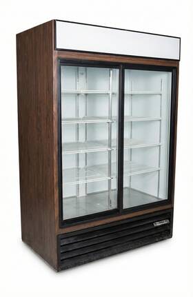 Beverage-air Mt45 2-door Sliding Glass Merchandiser Cooler Woodgrain Finish