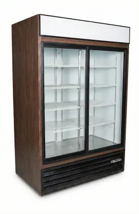 Mt45 Beverage-air 2-door Sliding Glass Merchandiser Cooler Woodgrain Finish