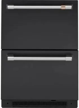 Cde06rp3nd1-cafe Cafe Cde06rp3nd1 24 Inch Built-in Dual Drawer Fridge Drawers Matte Black Ss Handles