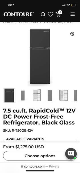 Contoure R-750gb-12v 7.5 Cu.ft. 12v Frost-free Top-freezer Refrigerator Black Glass