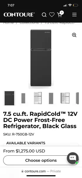 R-750gb-12v Contoure 7.5 Cu.ft. 12v Frost-free Top-freezer Refrigerator Black Glass