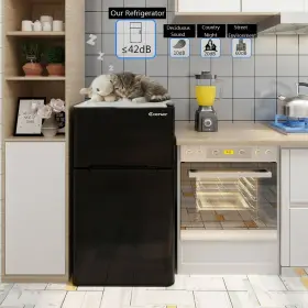 E672bk-fdsa4731 Costway Stainless Steel Refrigerator Small Freezer Cooler Fridge Home 3.2 Cu Ft. Unit