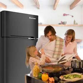 E672bk-saa4732 Costway Stainless Steel Refrigerator Mini Freezer Cooler Compact 3.2 Cu Ft. Unit