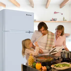 E672wh-saa4738 Costway Stainless Steel Refrigerator Small Freezer Cooler 3.2 Cu Ft. Unit White
