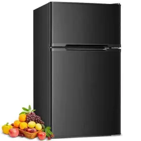 Cowsar 774049529890 19.37 Inch 3.1 Cu. Ft. 2 Door Black Mini Refrigerator With Compact Freezer
