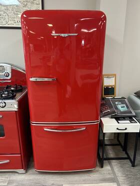 Elmira Stove Works 1950cr 1950cr-32-8931-elmira 31 Inch Bottom Freezer Refrigerator Red Display Model