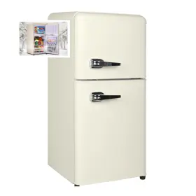 Esddg 699928141096 3.5cu.ft Compact Refrigerator Mini Fridge With Freezer 2 Door 7-level Temperature
