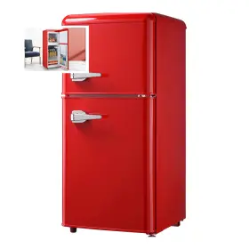 Esddg 699992597362 3.5cu.ft Mini Compact Refrigerator 2 Door 7 Level Thermostat Removable Shelves