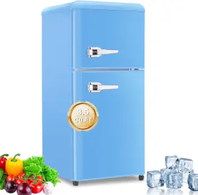 Fls-80-blue Euasoo 3.5cf Compact Refrigerator Small Freezer Retro Fridge