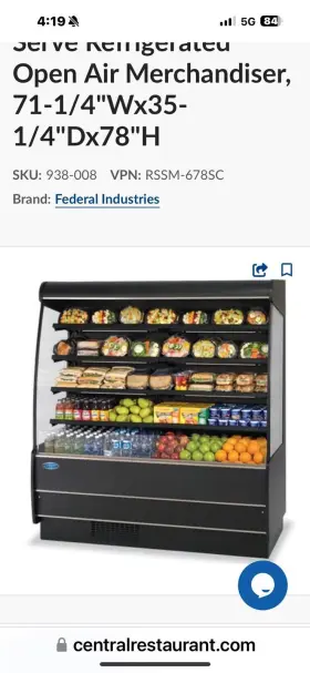 Rssm878sc-5 Federal Industries High Profile Reach In Cooler