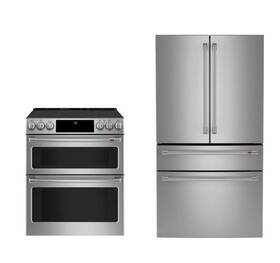 Ge Ces750p2ms1 Cafe 36 Inch French Door Refrigerator And 30 Electric Double Oven Range