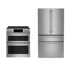 Ces750p2ms1 Ge Cafe 36 Inch French Door Refrigerator And 30 Electric Double Oven Range