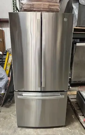 Gne25jykhffs Ge 33 Inch Stainless 24.7 Cu. Ft. French Door Refrigerator Scratched