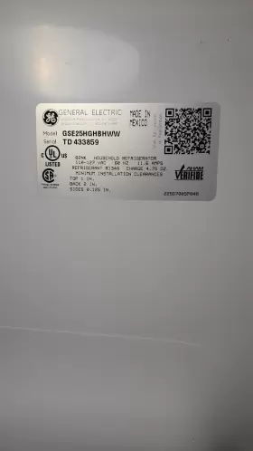 Gse25hghww Ge Refrigerator Energy Star 25.3 Cu. Ft. Side-by-side