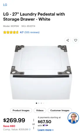 Wdp4w Ge Dryer Pedestal With Storage Drawer In Excellent Condition