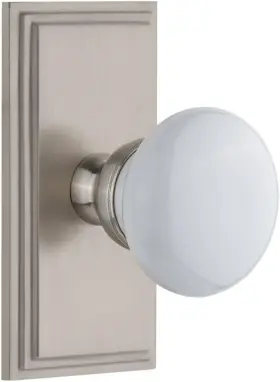 810863 Grandeur Carre Plate Dummy Hyde Park Knob Satin Nickel