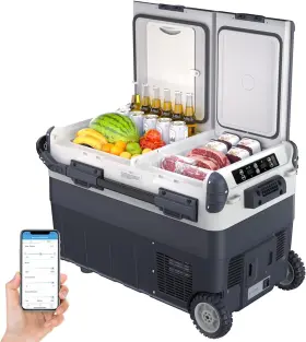 X40k Grvee 12 Volt Car Refrigerator 42 Quart Dual Zone Portable Fridge Electric Cooler
