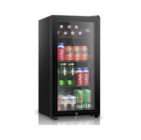 Hailang Br90t 16 Inch Single Zone 105 12 Oz. Cans Beverage Cooler Black With Double Glazed Door