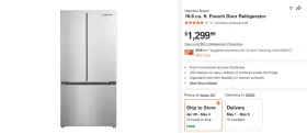 Bf1662 Hamilton Beach Refrigerator - Open Box/ Never Used
