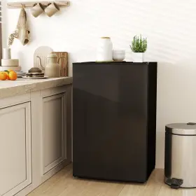 Us800-204v80bk0141 Homcom 4.5 Cu Ft Mini Fridge With Freezer Wheels Small Black