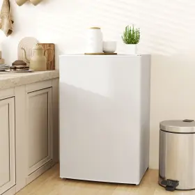 Us800-204v80wt0141 Homcom 4.5 Cu Ft Mini Fridge With Freezer Wheels Small White