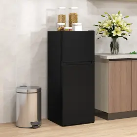 Us800-256v80bk0146 Homcom Small Fridge With Freezer 4 Cu Ft Refrigerator Shelves Black