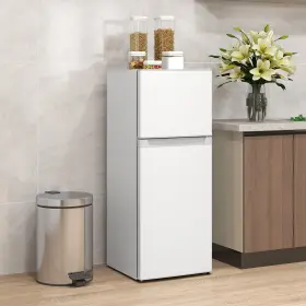 Us800-256v80wt0146 Homcom Small Fridge With Freezer 4 Cu Ft Refrigerator Shelves White