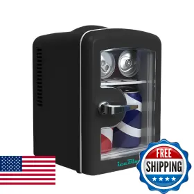 B0fqtdvptc Iceblue Mini Fridge Skincare With Viewing Window 4 Liter /6 Cans Compac