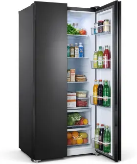 Hk-ls-207bssd Iceblue 20.7 Cu.ft. Side-by-side Refrigerators 36 Inch Full Size Refrigerator Black