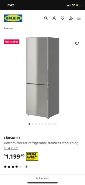 304.621.55 Ikea F Rskhet - Bottom-freezer Refrigerator Stainless Steel Color