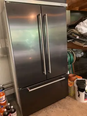 Kbfn502ebs Kitchenaid Gently Used 42 Inch Black Ss Built-in French Door Refrigerator