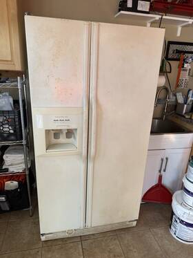 Kitchenaid Ksr25fgbt04 Side-by-side Refrigerator Beige Ice Maker Water Dispenser