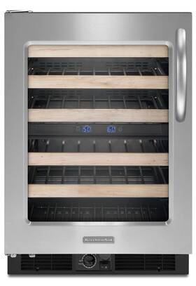 Kitchenaid Kuws24rsbs24 Kitchen-aid 24 Inch Under Counter Dual Zone Panel Ready Wine Cellar Pics