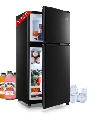 Krib Bling 797447028239 3.5 Cu.ft Refrigerator 2 Door 7 Level Adjustable Thermostat Control T