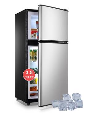 Krib Bling Fls-80-silver-2 Refrigerator With Freezer 3.5 Cu.ft 7 Level Adjustable Thermosta