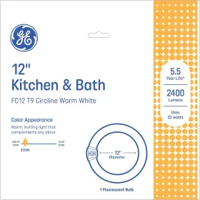 11085 Lighting Kitchen And Bath Circline Light Bulbs 32 Watts Fc12 T9 Circular Warm Whit