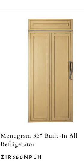 Monogram Zir360nplh 36 Inch Column Panel Ready Fridge Brand New Open Box Never Used