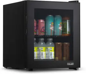 Ab-600b Newair Beverage Fridge Cooler Glass Door 60 Can Freestanding Mini Black