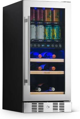 Newair Nwb057ss00 15 Inch Dual Zone Beverage Refrigerator And Wine Cooler For 9 Bottles 48 Can