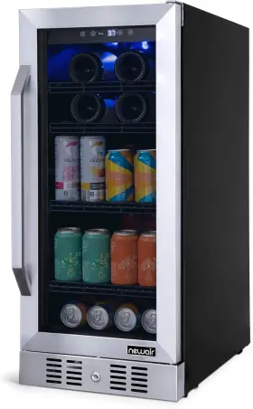 Nwb060ss00 Newair 15 Inch Glass Door Wine Fridge 80 Cans Or 33 Bottles Beverage Compressor