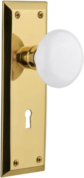703660 Nostalgic Warehouse New York Plate And Interior Porcelain Round Door Knob 2.25 Inch