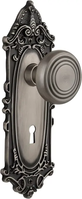 707340 Nostalgic Warehouse Victorian Plate Keyhole Deco Knob Passage 2.375 Inch Pewter
