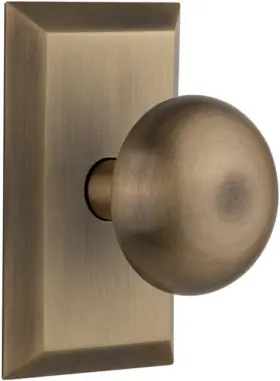 713523 Nostalgic Warehouse Studio Plate New York Knob Double Dummy Brass