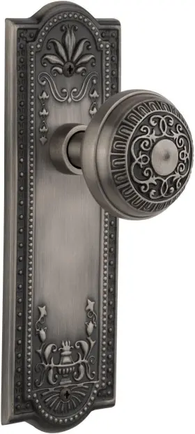 716448 Nostalgic Warehouse Meadows Plate Egg And Dart Knob Privacy 2.75 Inch Antique Pewter