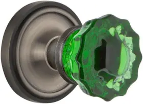 720152 Nostalgic Warehouse Rosette Passage Crystal Emerald Glass Door Knob
