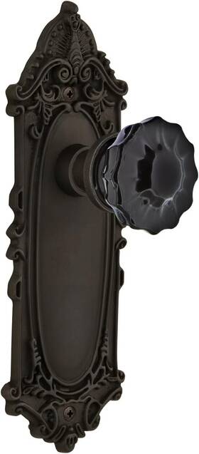 Nostalgic 727332 Warehouse Victorian Privacy Crystal Black Glass Door 2.75 Inch Orb
