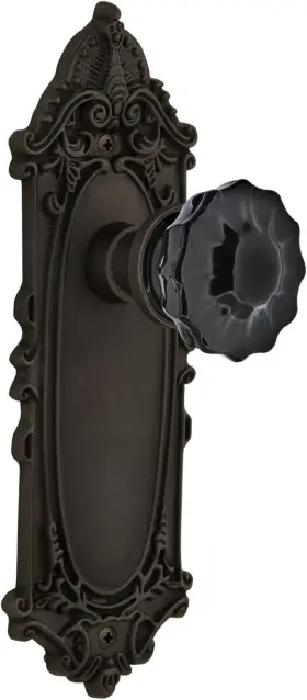 727332 Nostalgic Warehouse Victorian Privacy Crystal Black Glass Door 2.75 Inch Orb