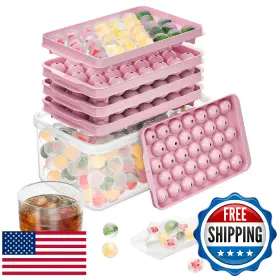 B0c1fmnj1t Optish 3-pack Ice Cube Trays With Lid And Bin 99 Round Cubes - Freezer Storage