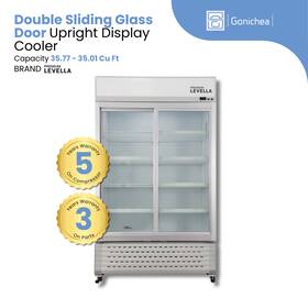 Premium Levella Prn350dx 35.01 Cu. Ft. Double Sliding Glass Door Upright Display . Gray Res./com. Use