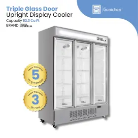 Prn5236dxi Premium Levella 52.3 Cu. Ft. Triple Glass Door Upright Display Cooler. Silver Commercial